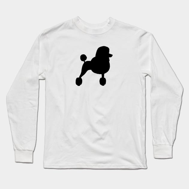 Black Standard Poodle Silhouette Long Sleeve T-Shirt by Coffee Squirrel